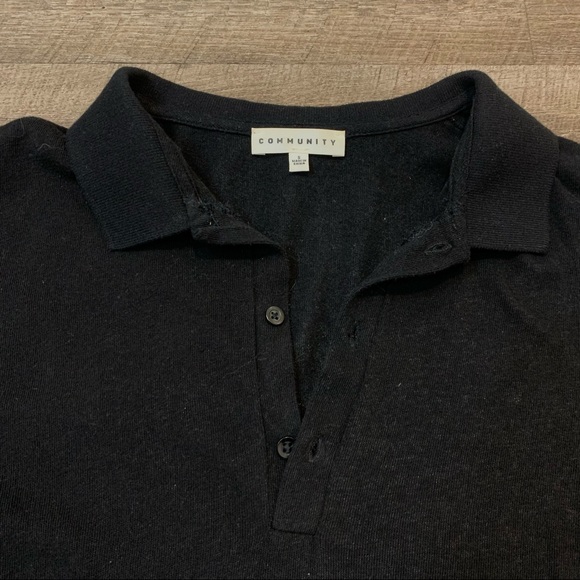 Aritzia Community Cropped Black Polo Knit - Picture 2 of 3